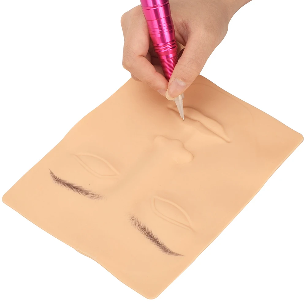 

10 Pcs Silicone Face Practice for Tattoo Eyeliner Makeup Training Realistic Human Skin Surface Fake Blank Practice