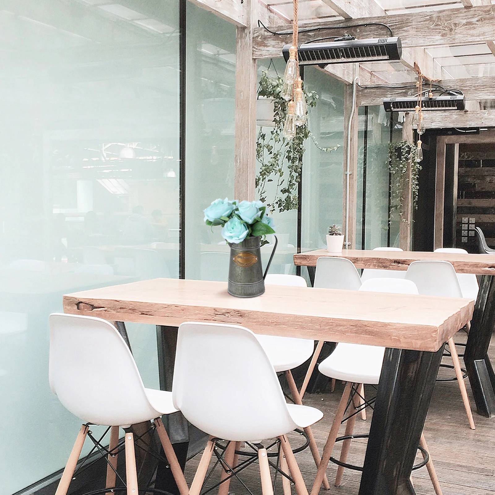 

Rustic Iron Flower Pitcher Vintage Bucket Succulent Planter Metal Vase Home Garden Decor Large Container Indoor Outdoor Use