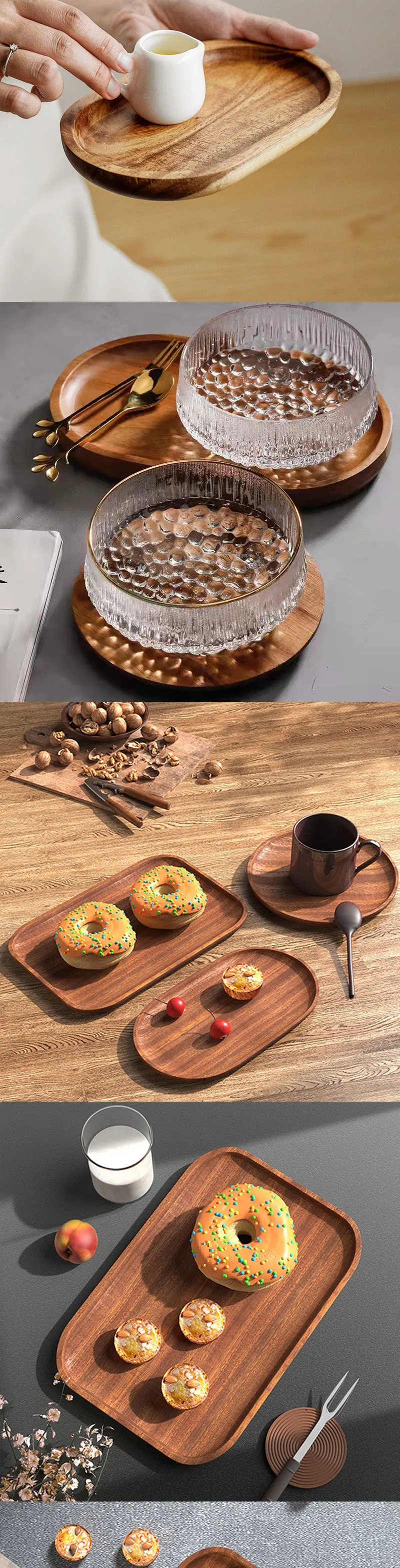 Nussbaum-Holztablett Ins Wind Kleiner Holzteller Japanischer rechteckiger Speiseteller Kuchen Brot Kaffee Tee Massivholzteller Tablett – Detail 2