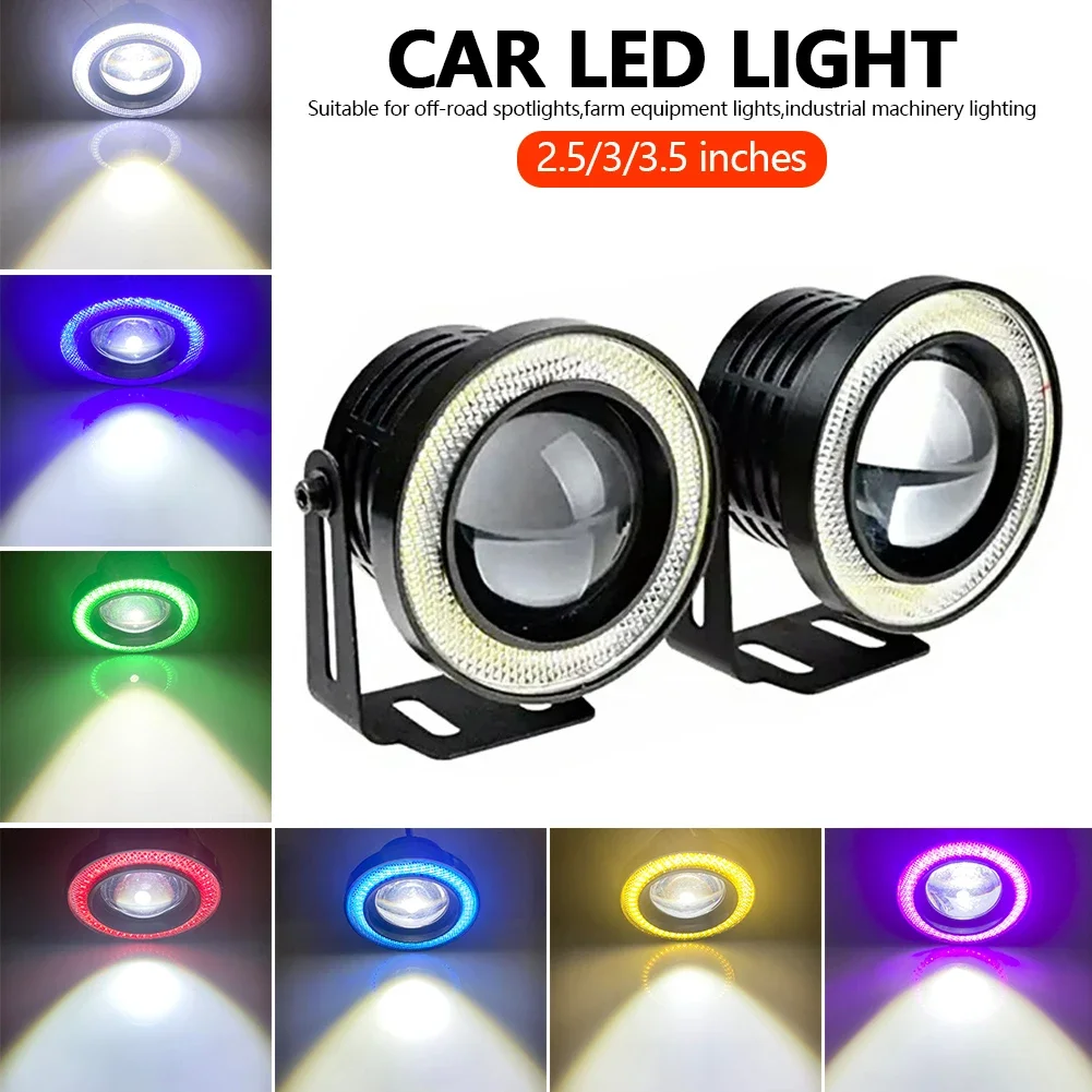

2Pcs 30W Car Fog Lights Driving DRL Lamp COB Angel Eye 64/76/89mm Ambient Lamps Waterproof Daytime Running Bulb Headlight DC 12V