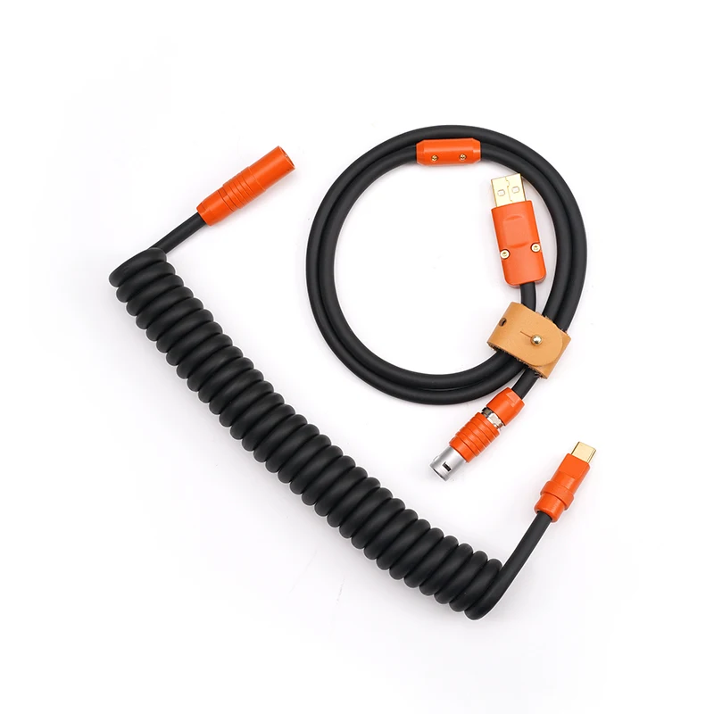 GeekBable Handmade Customized Mechanical Keyboard Data Cable Rubber Spring Spiral Rear Orange Hardware Pigeon