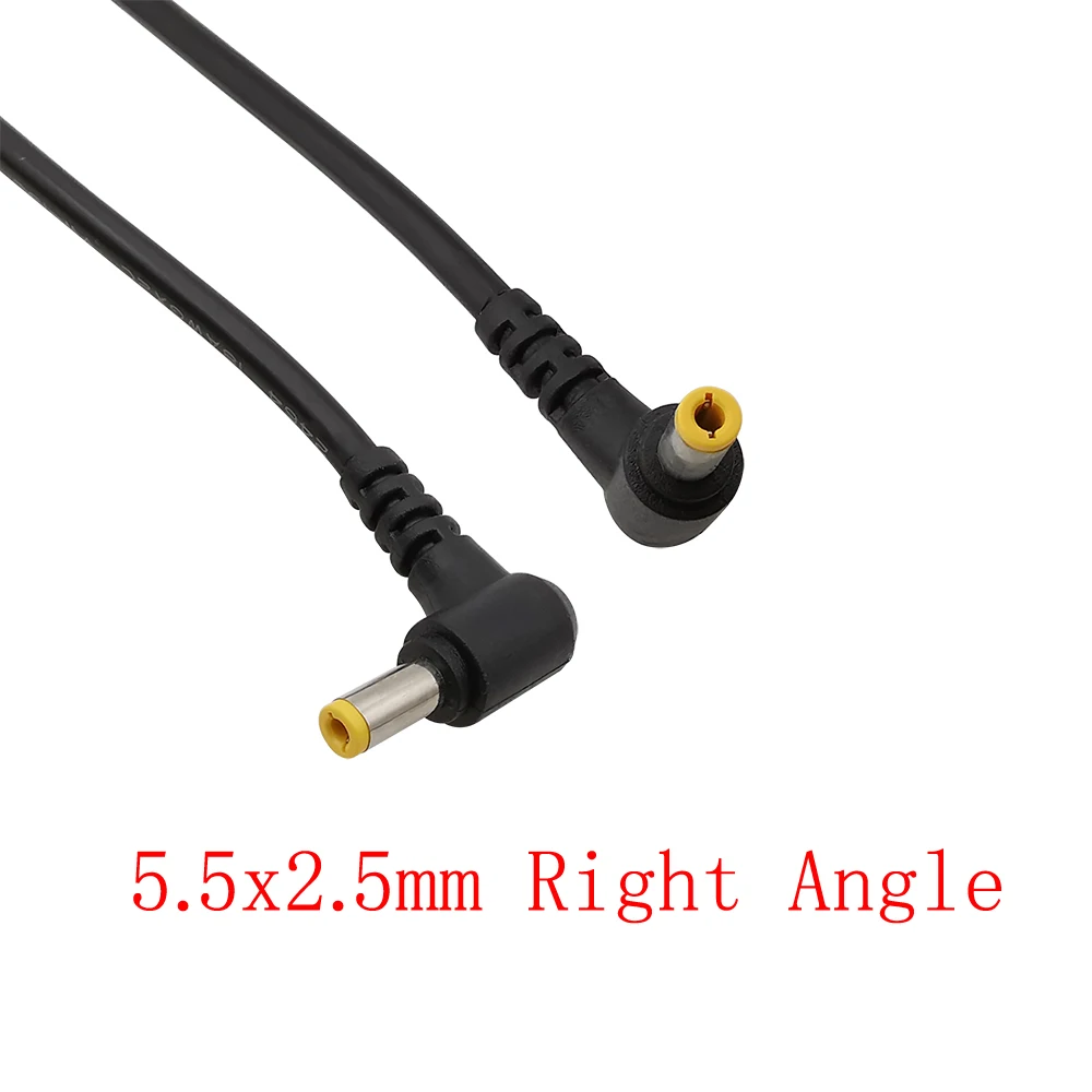 1Pcs DC Power Cable Right Angle 5.5x2.5mm Male to 5.5 x 2.5mm Male Plug Power Adapter 18AWG DC 12V 24V Extension Cord Connector