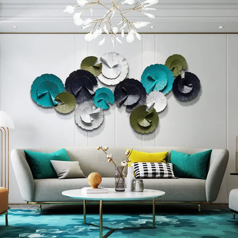 Blue and Green Wall Decorations Creative Wrought Iron Wall Decoration Three-dimensional Wall Decoration Background Pendant