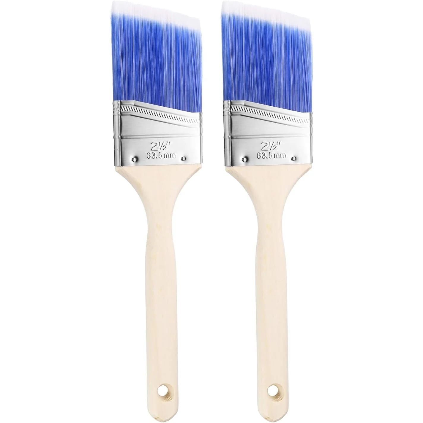 2Pcs 2.5 Inch Angle Paint Chip Brushes Wooden Handle Blue for DIY Painting Furniture Fence Deck Wall Art Decoration