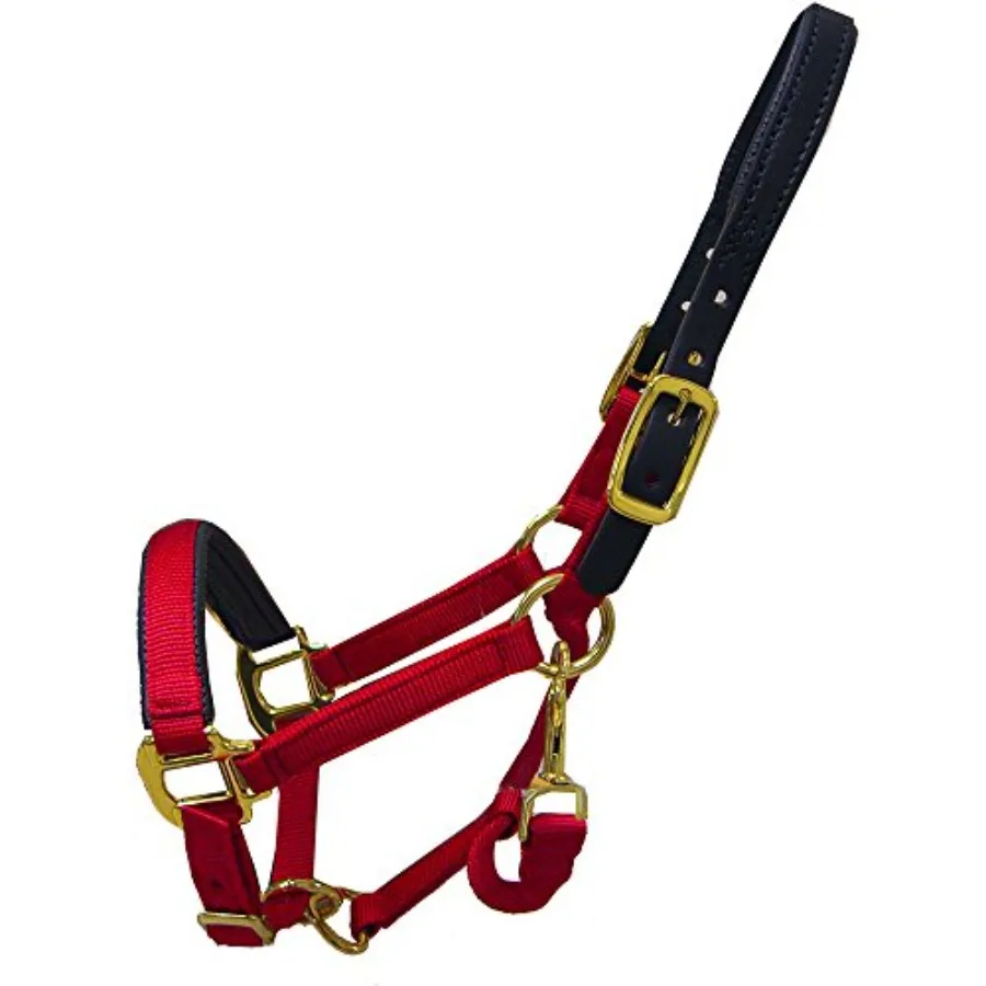 Thornhill Breakaway Padded Halter for Equestrian Use Nylon Material Red Color Quick-Release Safety Buckle
