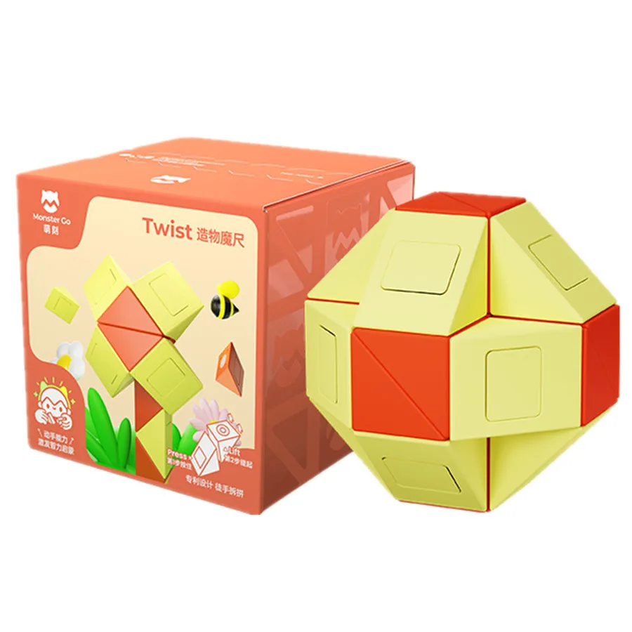 Gan monster go torção cobra mágica lógica quebra-cabeça antiestresse monstergo bonito criação régua brinquedos 24 blocos de construção montagem gans