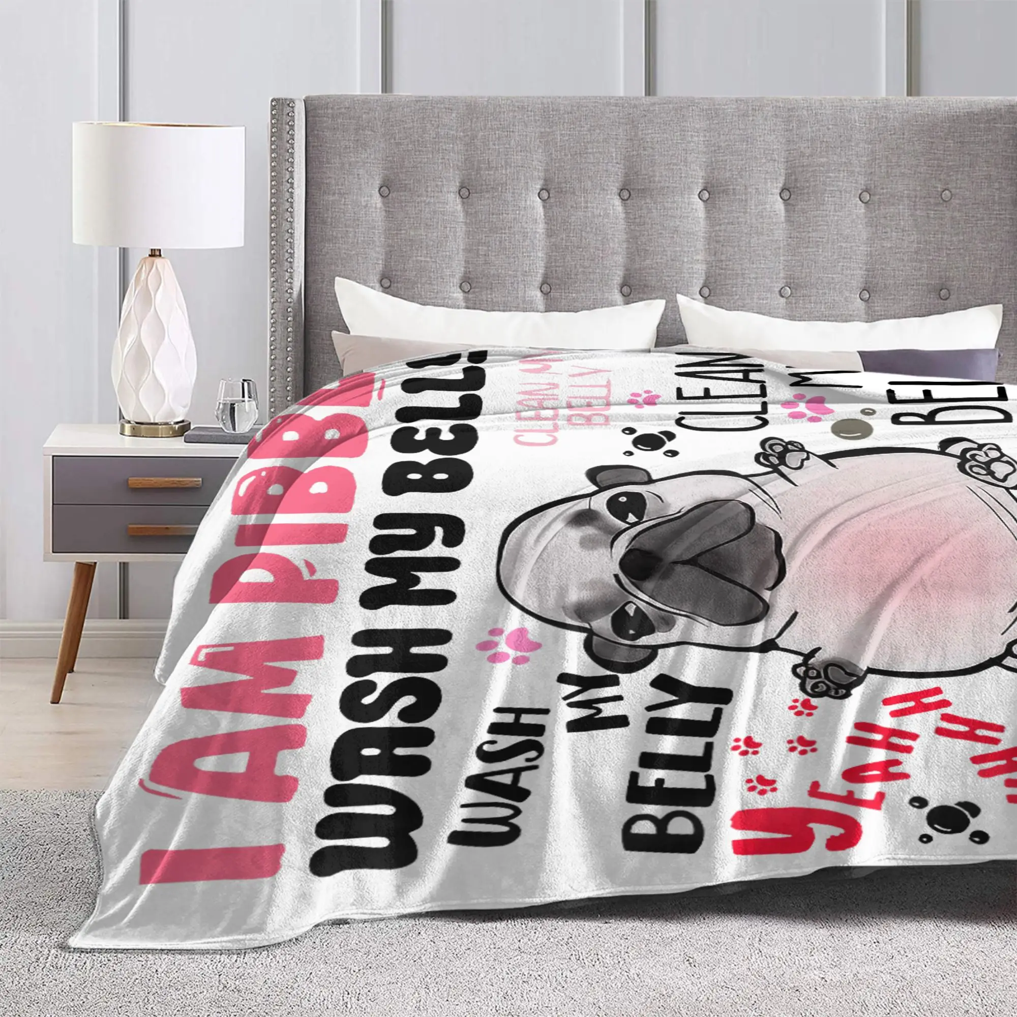 I Am Pibble Wash My Belly Blankets Coral Fleece Plush Meme Funny Dog Brainrot Warm Throw Blanket for Car Sofa Couch Bedspread