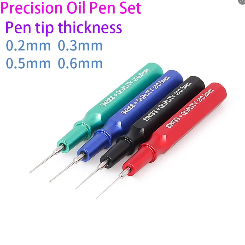1Set Watch Special Oiler Pen Precision Pointing Oil Pen Metal Handle Watch Repair Maintenance Tool Tip Size 0.2/0.3/0.5/0.6mm