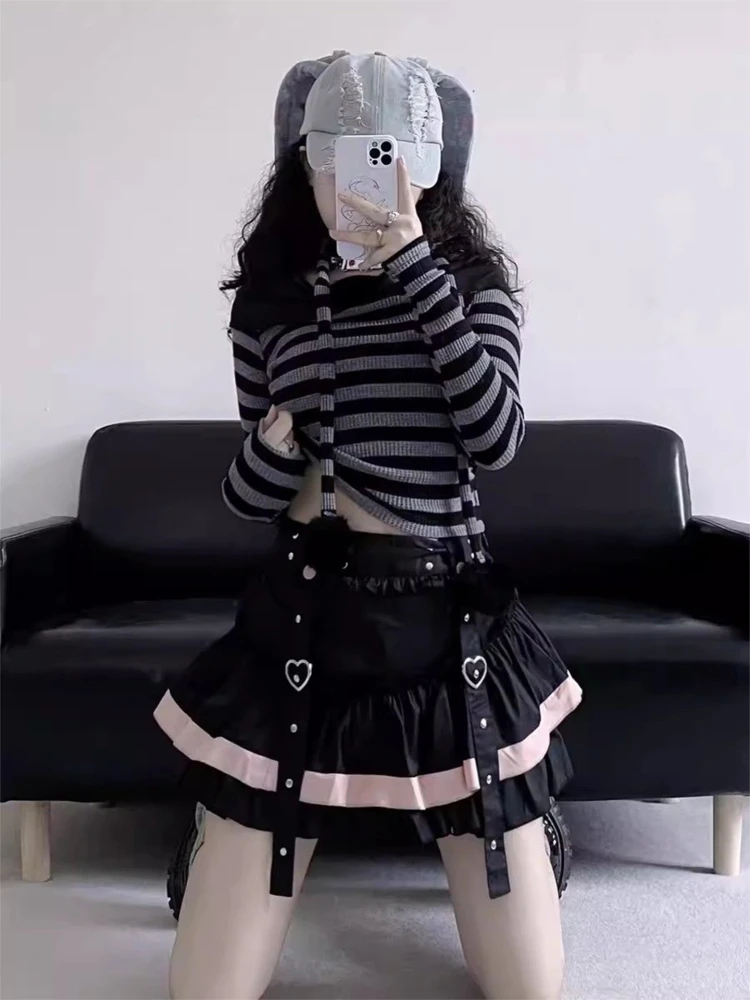 Coréen Sle taille haute gâteau jupe ort rebondissant coeur aped f-longueur femmes été Faion doux et épicé fille jupe