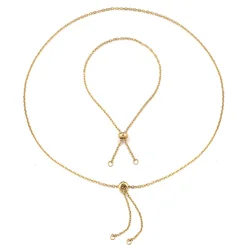 5Pcs Adjustable Stainless Steel Slider Necklace & Bracelet Cable Cuba Chains with Stopper Beads for DIY Jewelry Making Wholesale