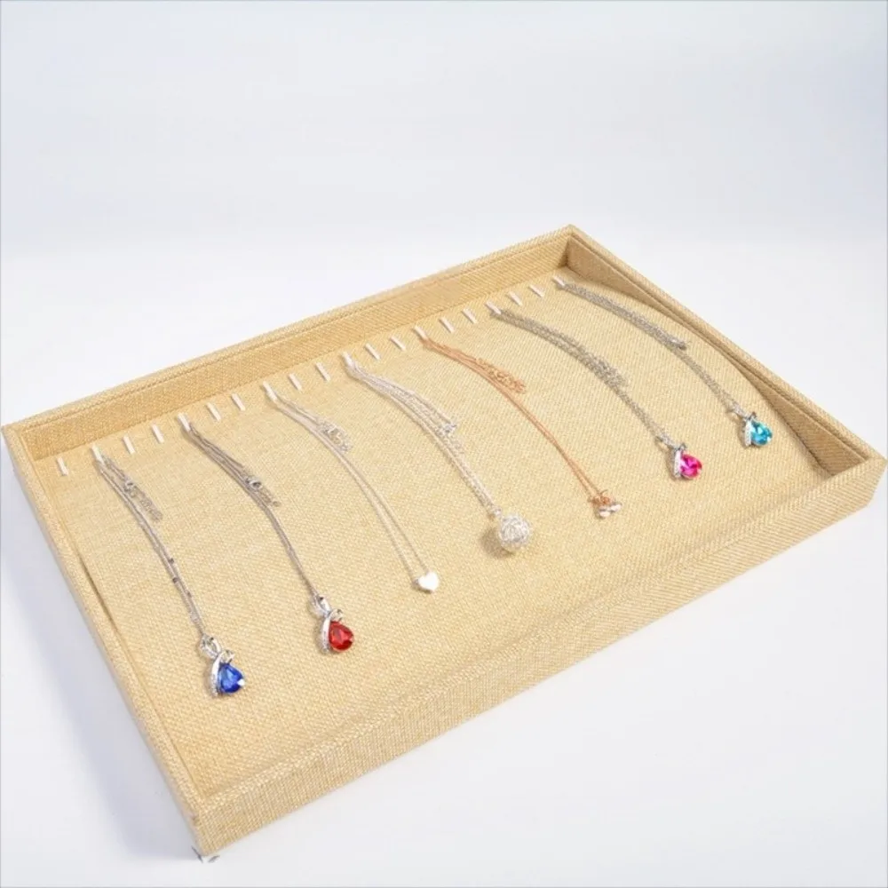 

Retro Jewelry Box Stackable Bracelet Linen Jewelry Tray Multifunctional Necklace Display Jewelry Holder Home