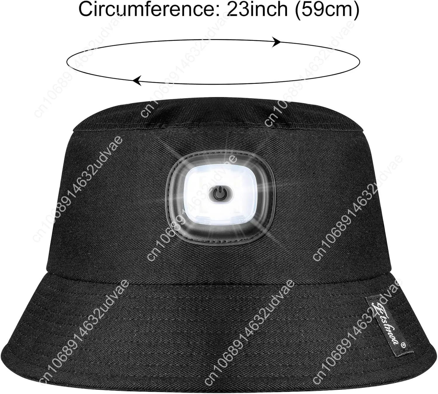 Etsfmoa Cappello da pescatore LED per uomo e donna, cappello da pescatore ricaricabile con luce, protezione solare da viaggio all'aperto Nero