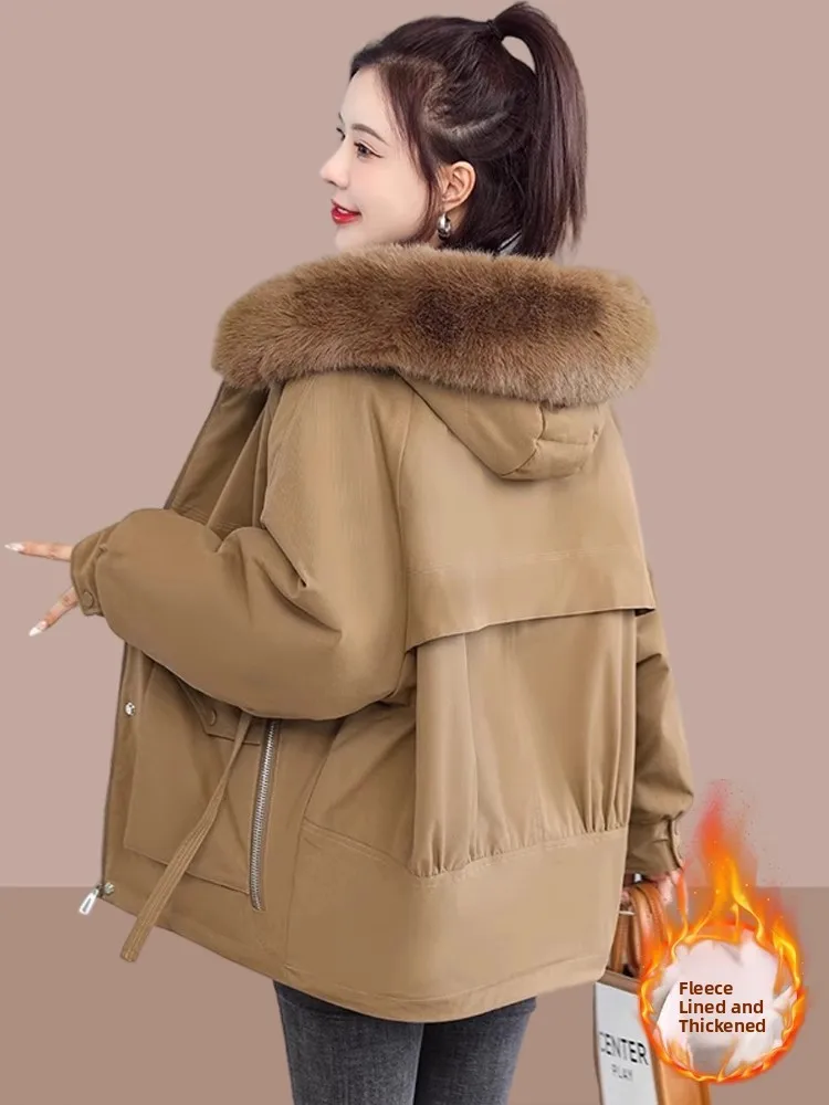 Stylish Women's Short Coat Jacket Winter 2026 New Arrival Fleece Lined Thickened Hooded Compact Size Beautiful Ladies Outerwear