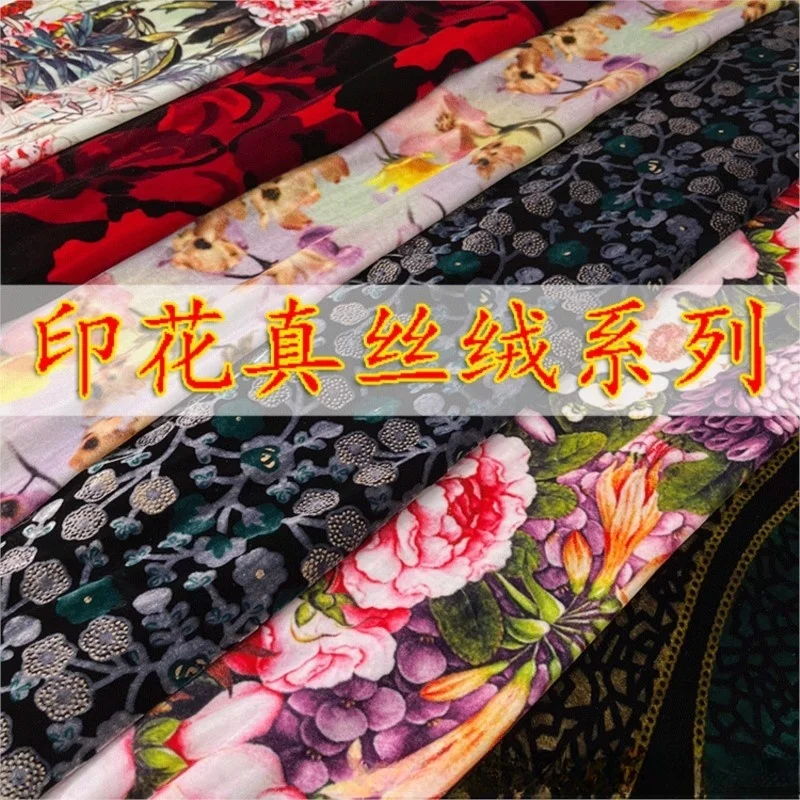 

Платье Cheongsam из шелковой бархатной ткани с принтом