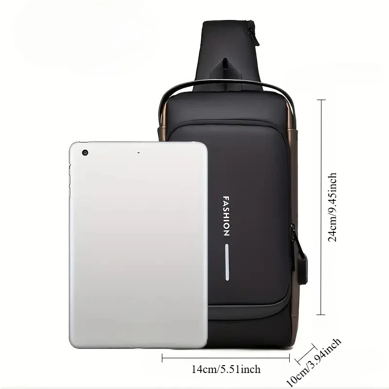 حقيبة صدر بقفل بكلمة مرور مضادة للسرقة للرجال، قماش أكسفورد متين، حزام كتف قابل للتعديل، نمط كروس مع قفل آمن
