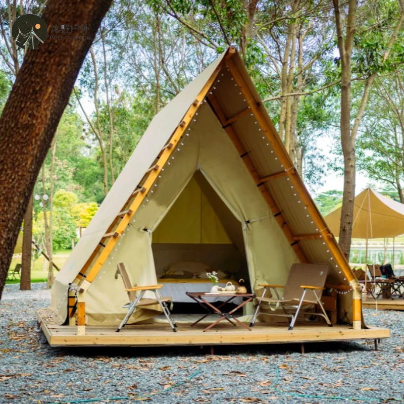 

Muye Outdoor Large Triangle Tent Camping B & B Scenic Area Camping Tent Restaurant Accommodation Hotel Tent Cabin