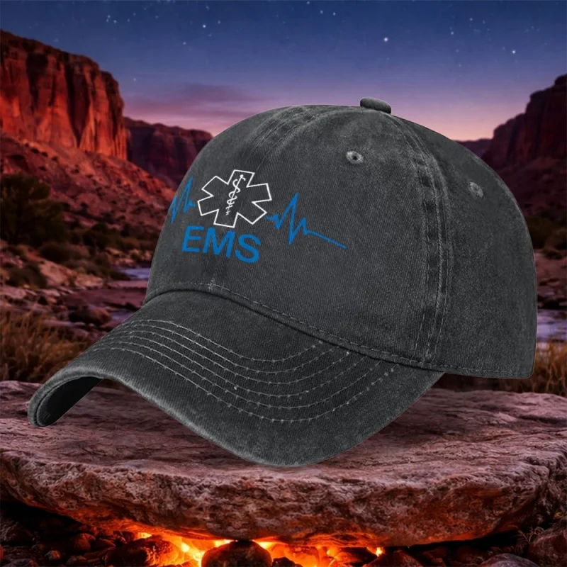 EMS Life Star Retro Unisex Washable Baseball Cap Black Outdoor Sports Camping Travel Fishing Basketball Football