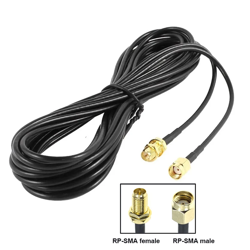 1 buah RG174 RP SMA male ke RPSMA Female kabel ekstensi konektor tembaga kawat adaptor WiFi jaringan Router antena 5m 10m