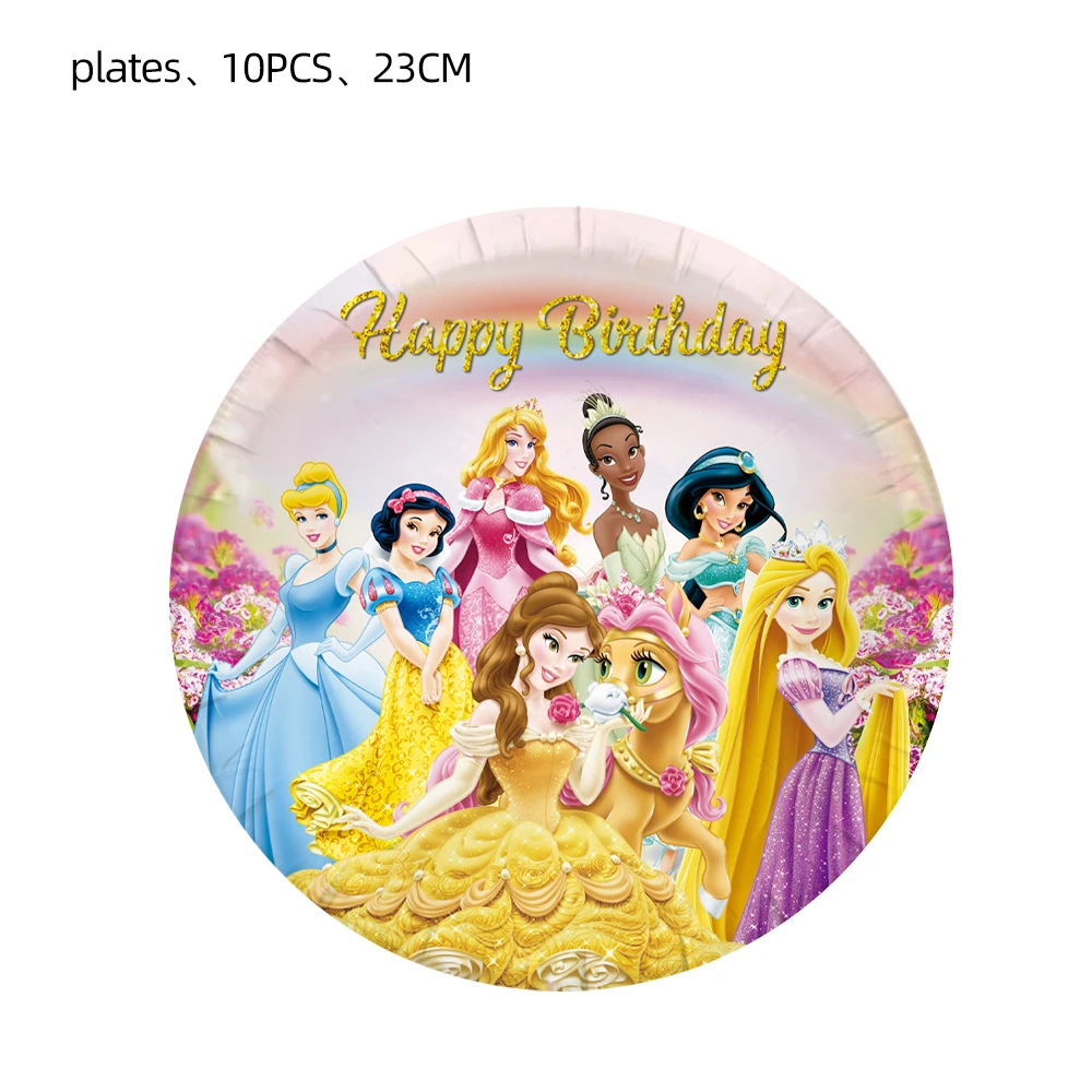 New Princess Disposable Decorations Sets of Napkins Plates Balloon For Birthday Baby Shower Childrens Day Dinner Farewell Party