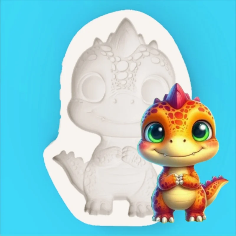 Silicone Mold for Making Cute Praying Dinosaur Shapes, Suitable for Decorating Fondant Chocolate Cakes