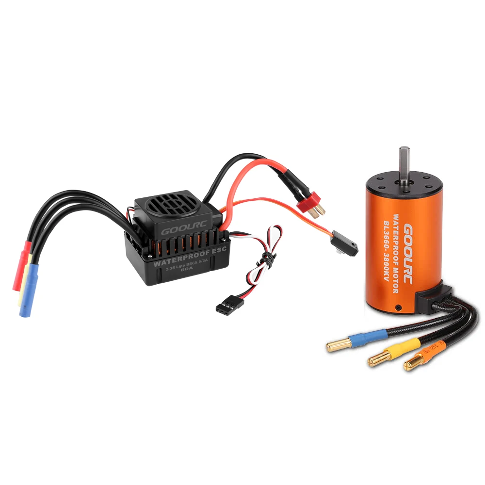 60A ESC 5.8 فولت/3A فرش ESC GoolRC ترقية مقاوم للماء 3660 3800KV فرش السيارات مع 60A ESC كومبو مجموعة لشاحنة سيارة RC 1/10