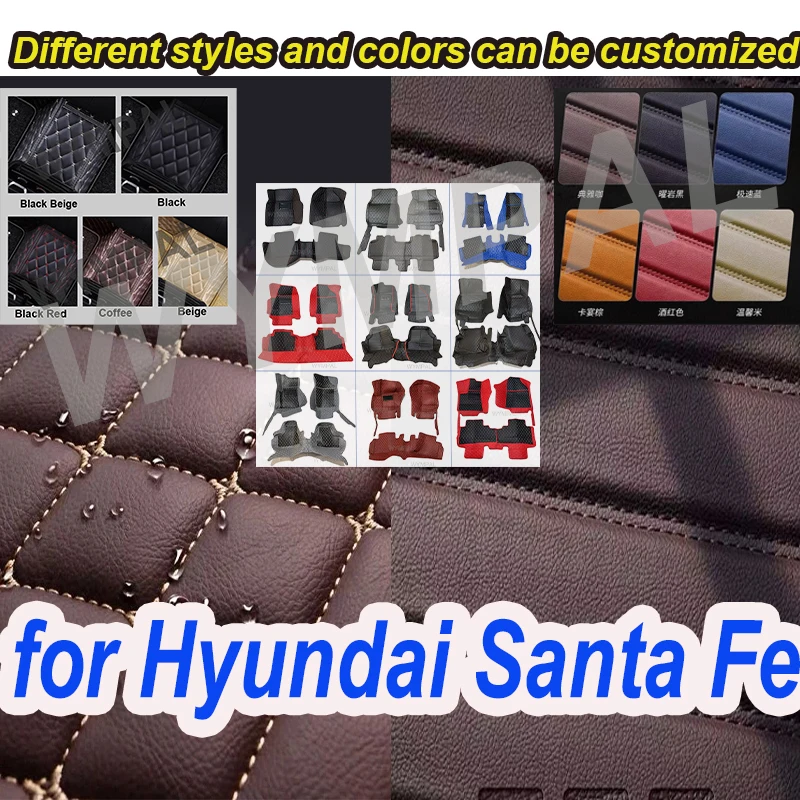 

LUXURY Leather Car Floor Mats For Hyundai Santa Fe DM NC 2013~2018 7 Seater Waterproof Pads Car Mat Carpet Tapetes Para