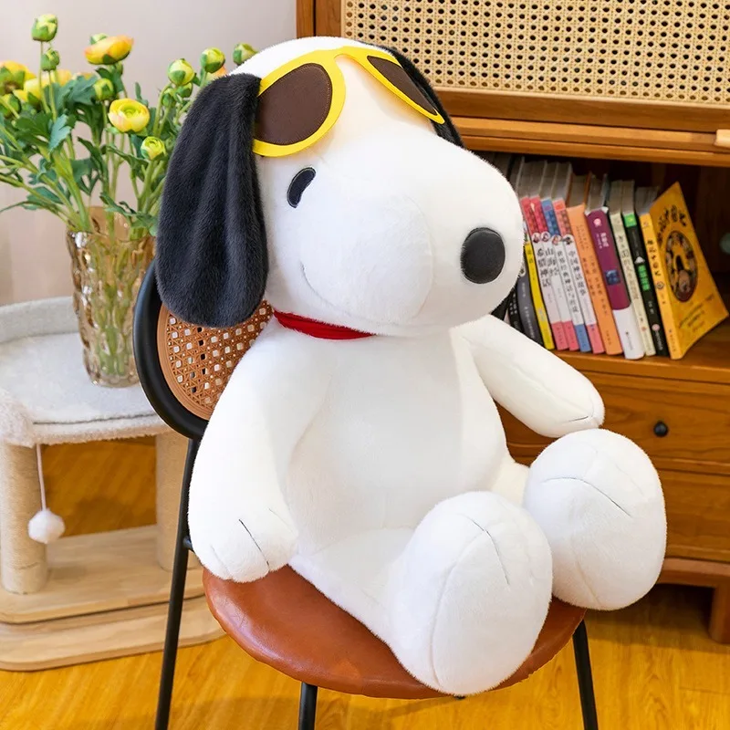 Kawaii Plush Toy Snoopy Stuffed Doll Cute with Sunglasses Cartoon Dog Plushie Kids Birthday Gift for Children Soft Filled Doll