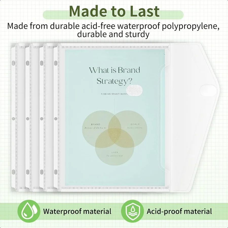 30 Pack Binder Folders with SpaceSaving Closure er Heavyweight Binder Pockets for 3 Ring Binder High Capacity Clear Binder Pouc