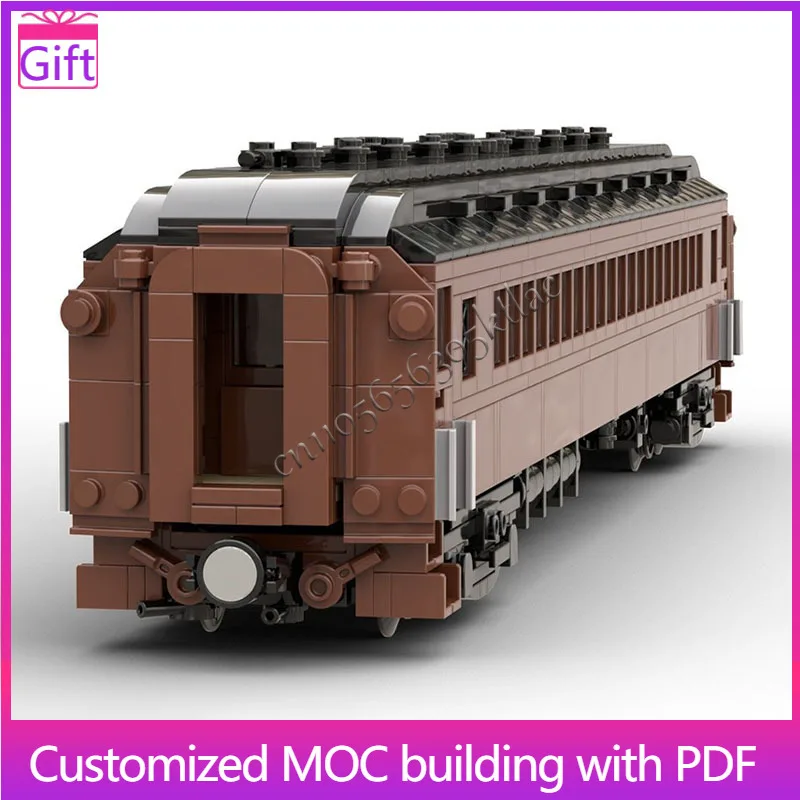 945 PCS MOC Brown Series Passenger Car Building Block Set Exquisite Train Carriage Model Bricks Toys Kids Festival Birthday Gift