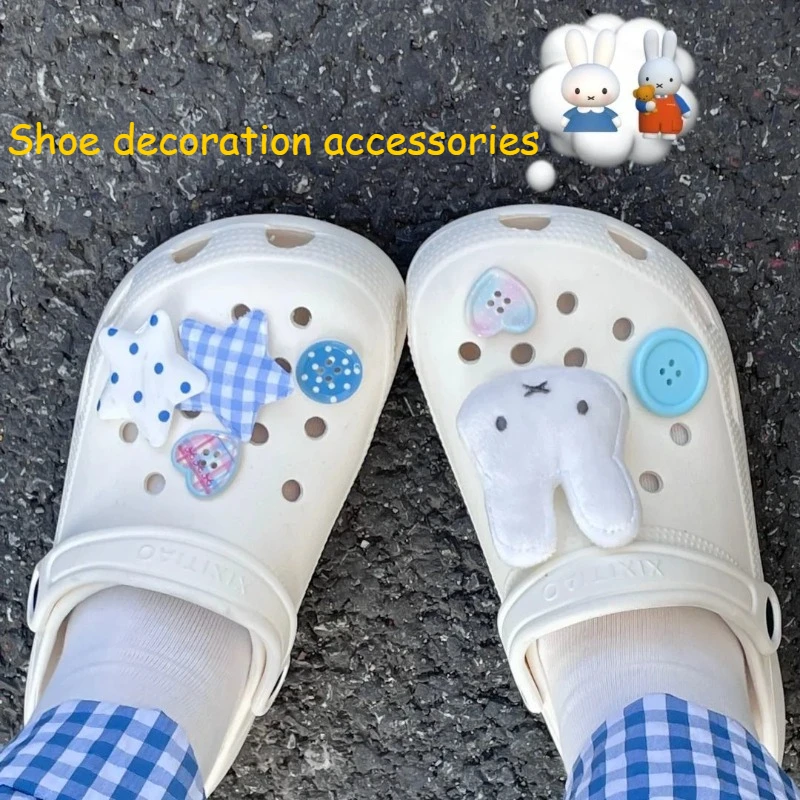 New Kawaii Miffy Rabbit Cute Hole Shoes Accessories Shoe Flower Bow Detachable Decorative Accessories Children's Gifts - Image 2