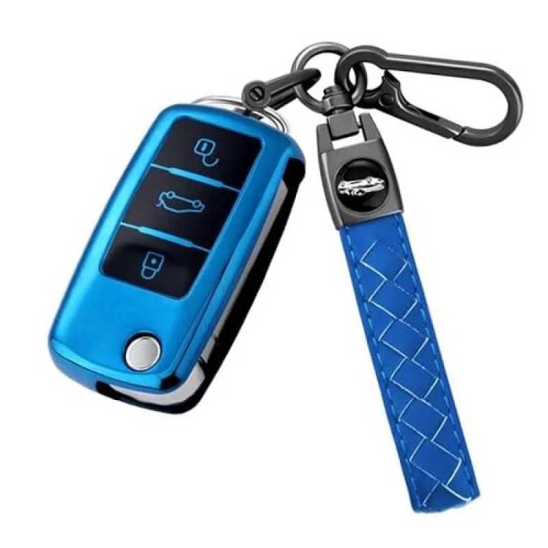 

Чехол для ключей A+ с брелком для VW Atlas Golf GTI Jetta Passat Tiguan Blue
