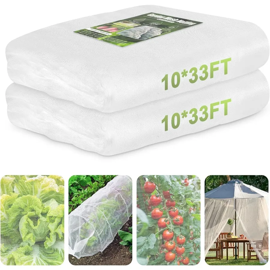 

Garden Netting 2 Pack 10x33Ft Ultra Fine Mesh Netting Pest Barrier Protection for Vegetables Fruits Flowers Crops Greenhouse Ro