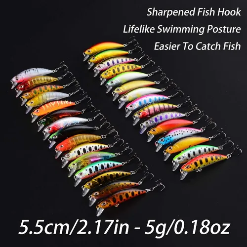 Imagen 2 del producto 30 Uds Minnow pesca Minnow Wobbler cebo de pesca Artificial aparejos para perca lubina