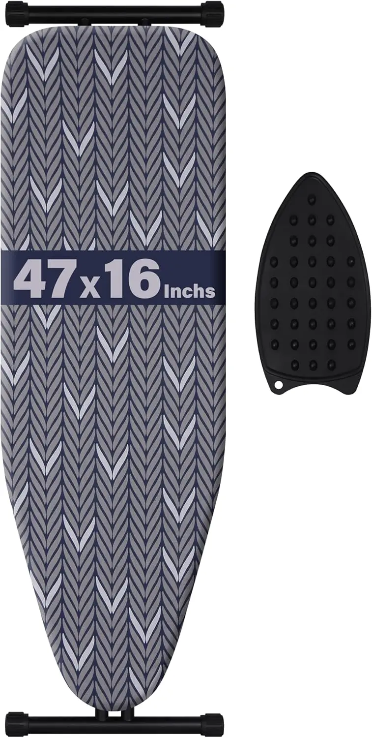 

Full Size Ironing Board with Heavy Duty Padded Cover, Adjustable Height, and Anti-Skid Feet for Stable Use
