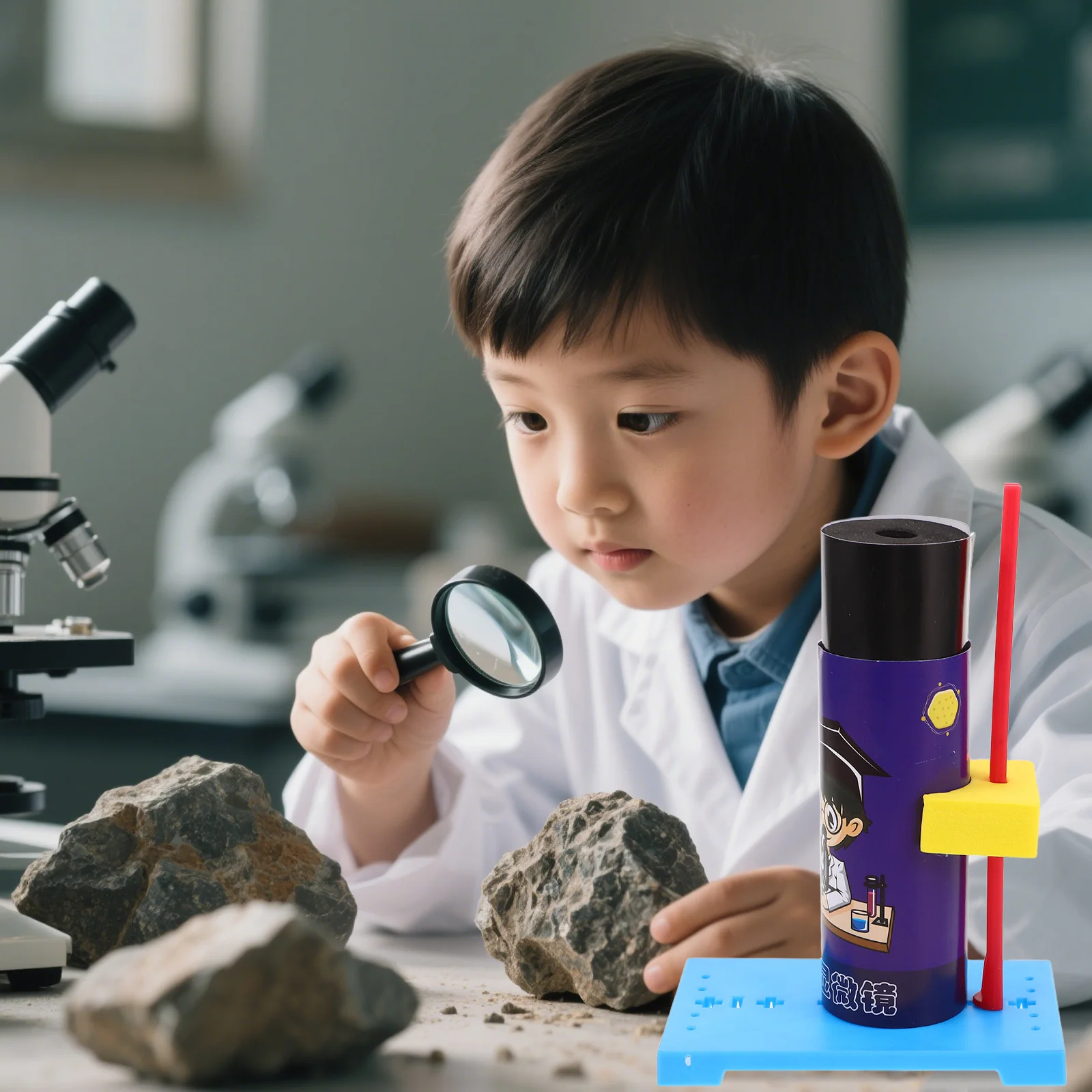 

1Set DIY Assembly Microscope Kit for Children Science Experiment Educational Student Portable Handheld Beginner Microscope