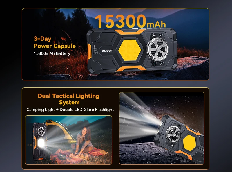 Rugged Smartphone Cubot Kingkong Power 5, Android 15, 16GB RAM (6+10), 128GB ROM, 6.88' 120Hz Screen, 15300mAh Battery, MTK G100