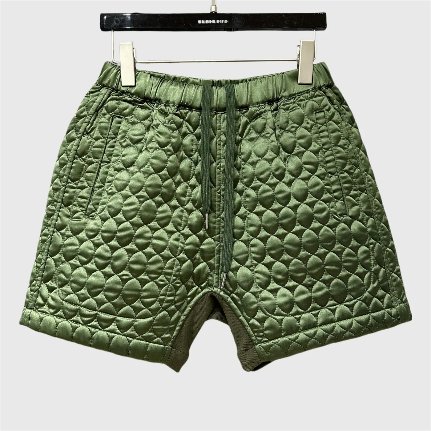 Spring and Autumn Women's New Retro Diamond Grid Clip Cotton Loose Elastic High Waisted Drawstring Versatile Casual Shorts