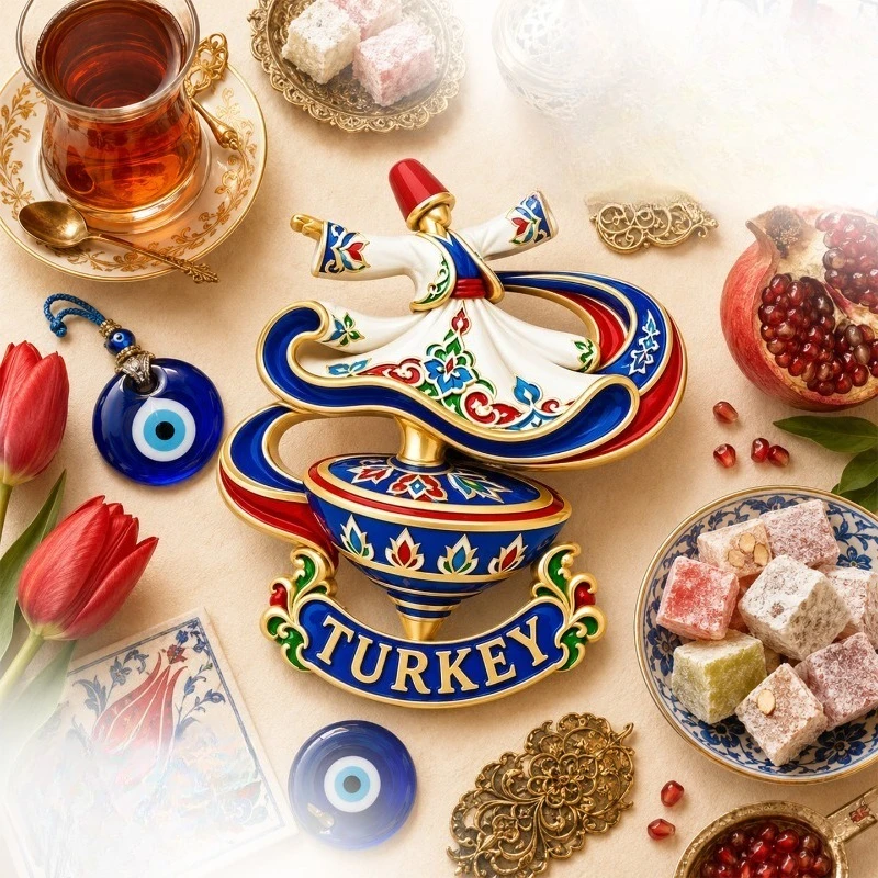 Turkey Whirling Dervish Fridge Magnet - Mystical 3D Sufi Souvenir Unique Middle Eastern Gift for Travel & Spiritual Decor