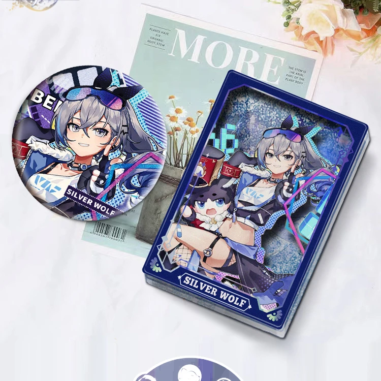 

Anime Honkai: Star Rail Kafka Silver Wolf Jing Yuan Cosplay Acrylic 9CM quicksand mahjong table Decoration 58MM badge brooch