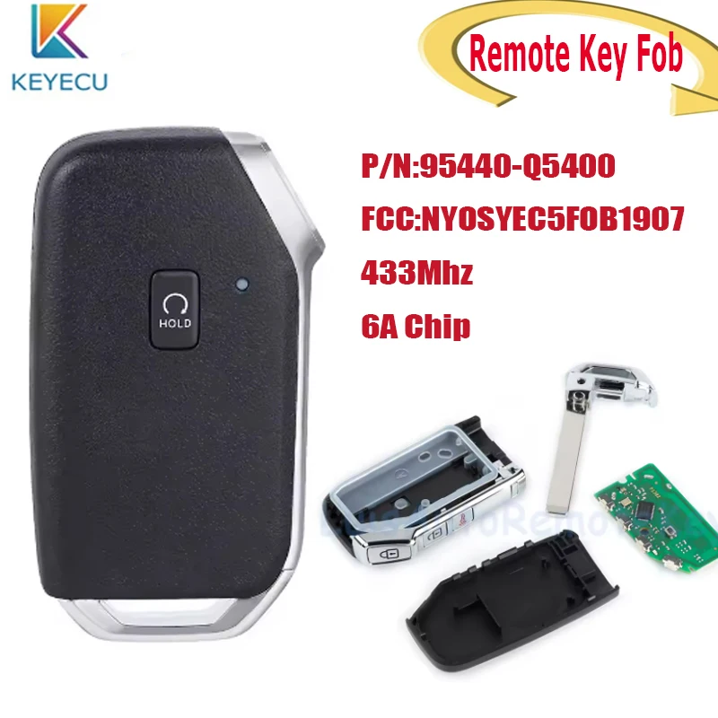 

KEYECU Keyless Smart Remote Key Fob for Kia Seltos 2021 2022 2023 95440-Q5400 NYOSYEC5FOB1907 3+1 4 Buttons 433MHz 6A Chip