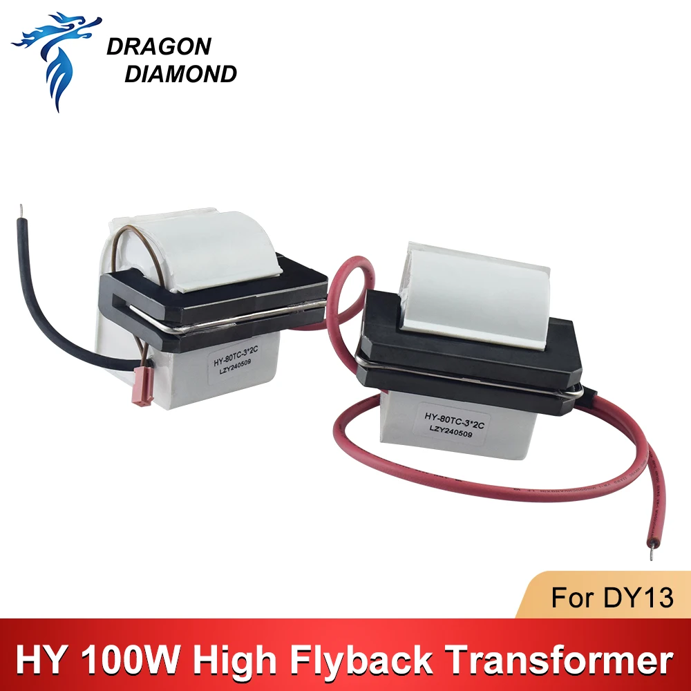 

HY 100W High Voltage Flyback Transformer For DY13 CO2 Laser Power Supply Engraving Cutting Machine