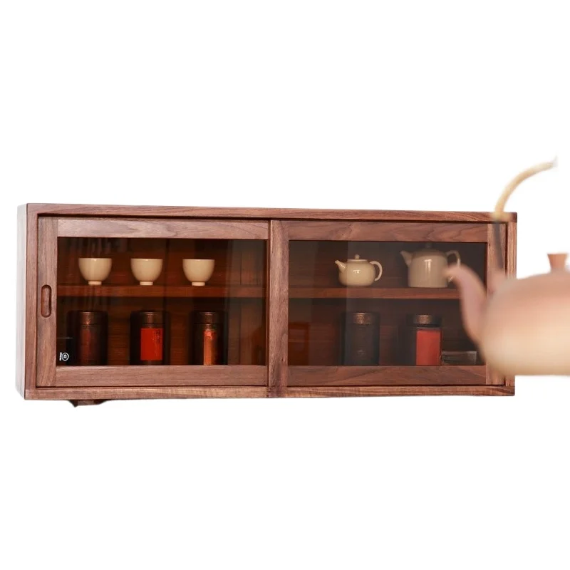 Furniture Small tea cabinet Storage cabi net Desktop storage Display pot cabinet Log wind