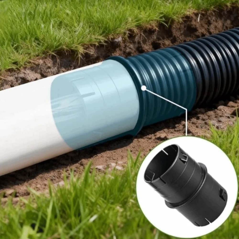 4-inch Pipe Internal Coupling Black Leak Proof Pipe Connector Adapter Drainage Adapter for 4-inch Corrugated Pipes