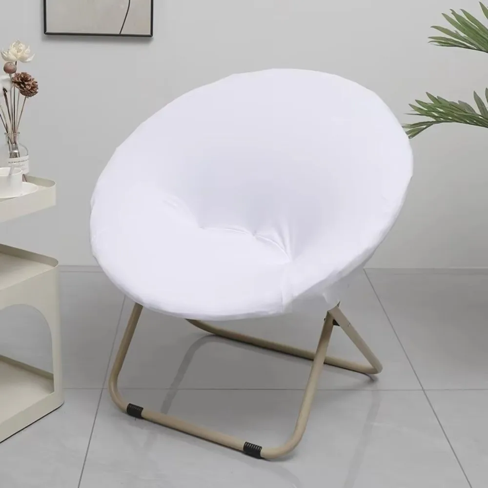 Universal PU Saucer Chair Cover Round Elastic Moon Chair Protector Solid Color Anti-slip Camping Seat Cover Fit Outdoor Chair