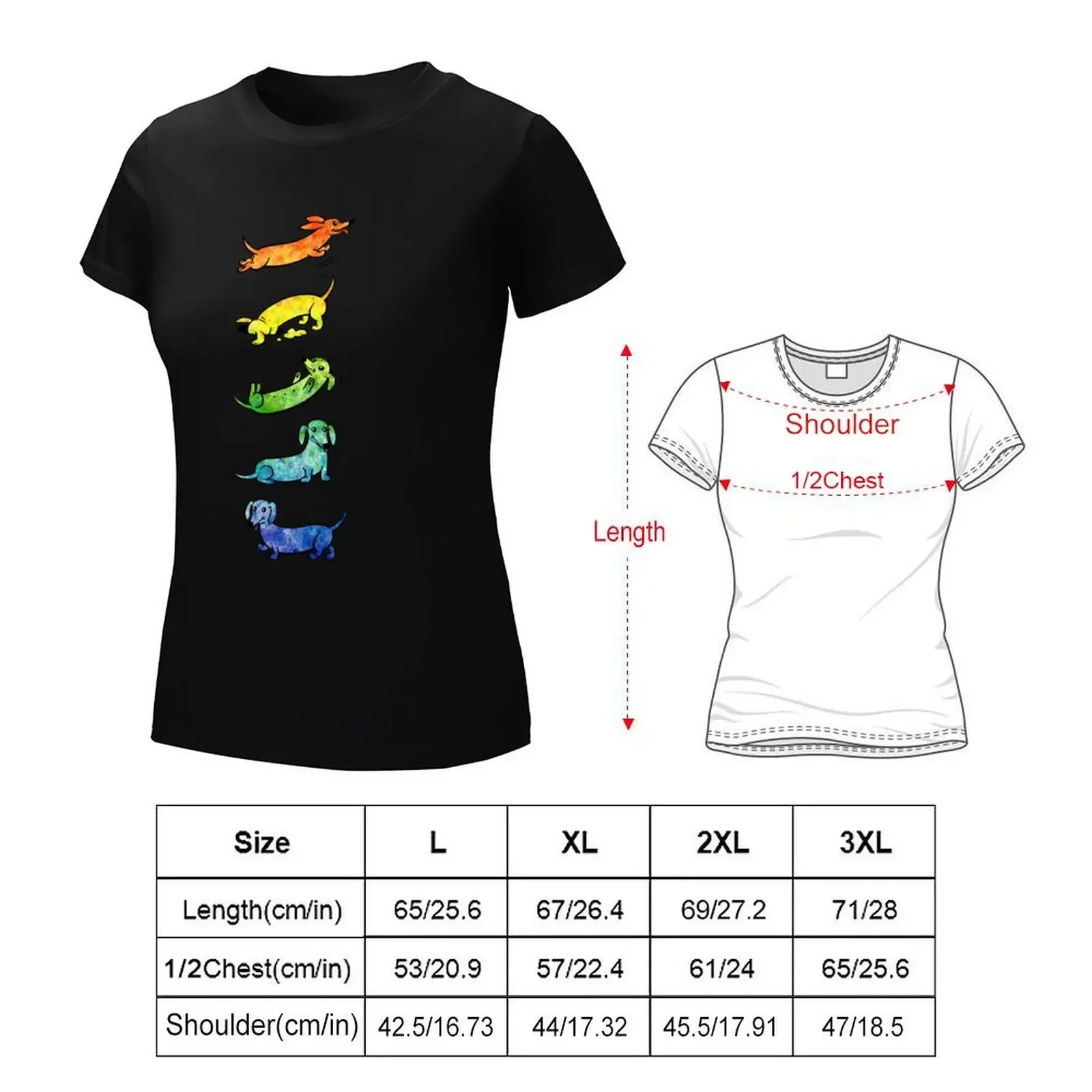 Aquarel teckels T-shirt effen zomertops t-shirts voor dames losse pasvorm