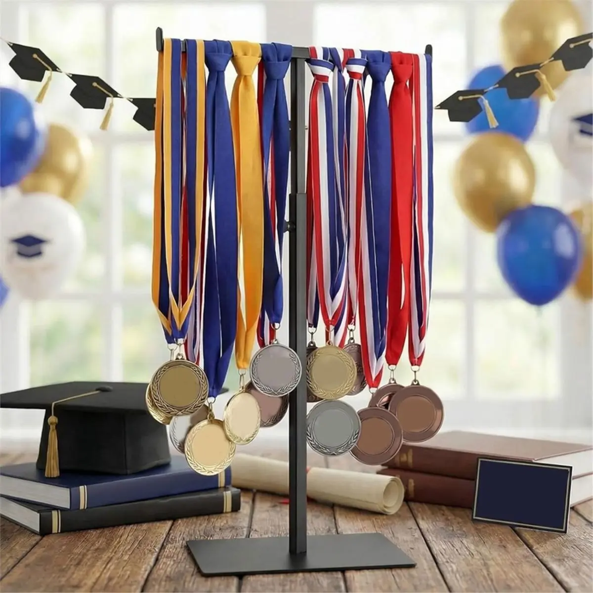 2026 New Graduation Medal Display Stand Adjustable T Bar Display Stand Medal Hanger Rack Award Holder