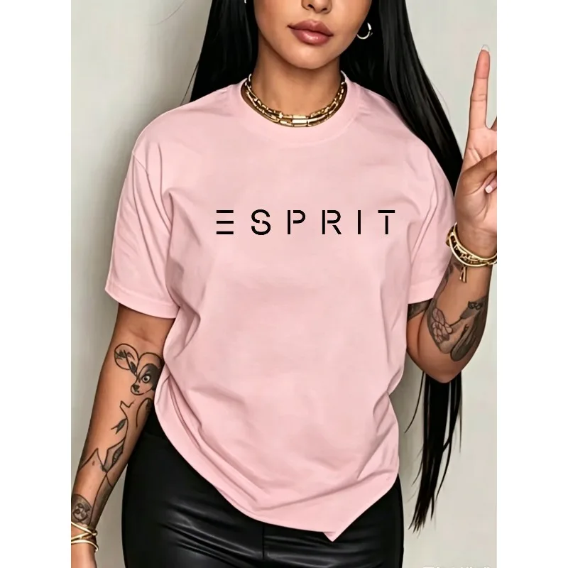 Alphabet Quotes Cotton Cartoon Printed T-Shirt Unisex Loose Fit Summer Fashion Trend Personalized Men's And Women's Top