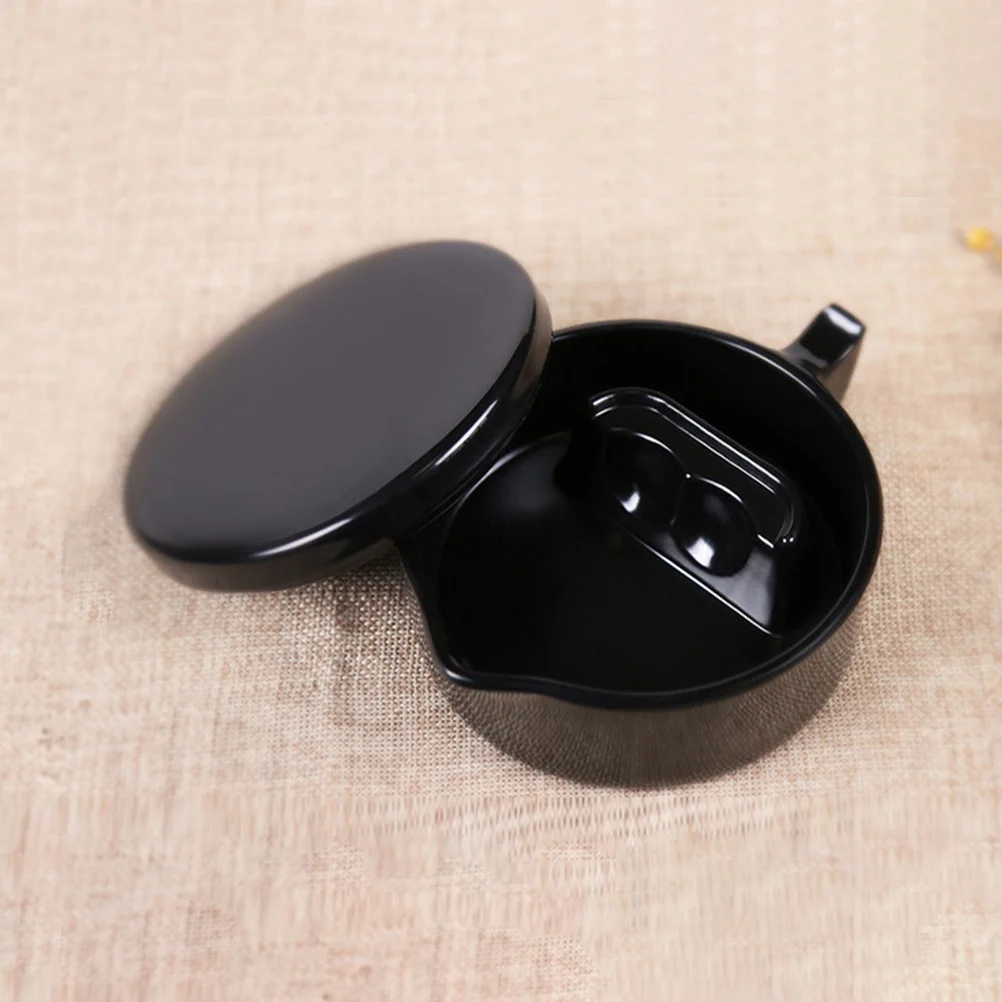

1pc Multifunctional Disc Practical Ink Plate With Lid Calligraphy Brush Cleaning Holder Storage Container Creative Shape Easy