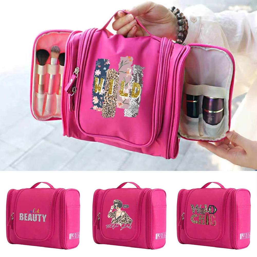 MakeUp Wash Bag Women Toiletry Pouch Cosmetic Storage Bags Travel Toiletries Accessory Organizer Wild Print Handbag Make Up Case