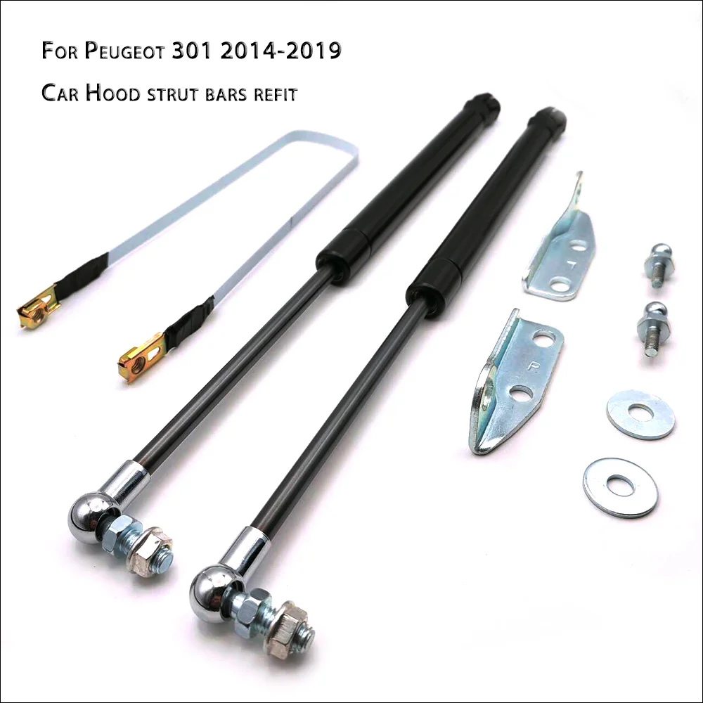 For Peugeot 301 2014-2019 Car Refit Bonnet Hood Gas Shock Lift Strut Bars Support Rod Car-styling